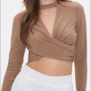 Crop top with plunging neckline